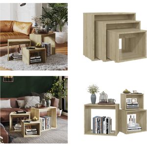 vidaXL 3-delige Tafeltjesset spaanplaat sonoma eikenkleurig - Tafelset - Tafelsets - Tafel Set - Tafeltjesset