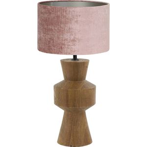 Light and Living tafellamp - roze - hout - SS102912