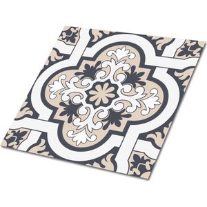 Tulup PVC Tegels - Bladdecoratie Vinyl Tegels - 30 cm x 30 cm - Beige Vloer Tegels PVC - Verpakking van 9 stuks - Vinyl Vloer Tegels - Mozaïek Plaktegels - Zelfklevende PVC Tegels - Plaktegels keuken en Badkamer