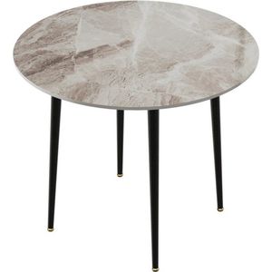 Mrs. Jones - Ronde Eettafel - Marmer look - Eettafel - Eettafel rond - Eettafels - Eettafel marmerlook - Eettafel marmer wit - Metaal - MDF - Grijs