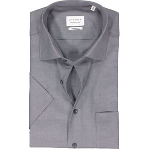 ETERNA modern fit overhemd korte mouw - twill - grijs - Strijkvrij - Boordmaat: 44