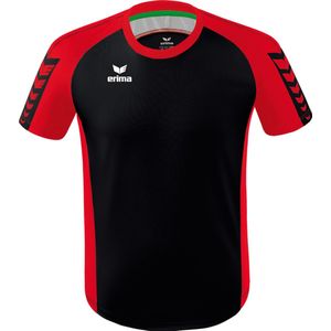 Erima Six Wings Shirt Korte Mouw Heren - Zwart / Rood | Maat: XL