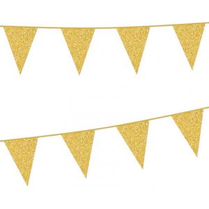 KIMU Vlaggetjes Champagne Goud Glitters Vlaggenlijn 6 Meter Gouden Vlaggen Gala Nye Oud & Nieuw Festival