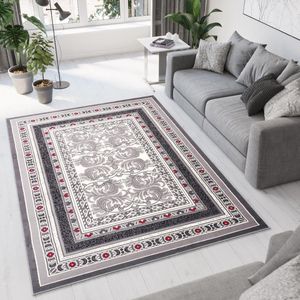 Tapiso Dream Vloerkleed Grijs Laagpolig Rood Woonkamer Tapijt Maat- 120x170