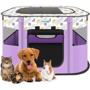 Opvouwbare Puppyren Met Draagtas - 80x60x55 cm - Hondenren Voor Binnen en Buiten - Paars