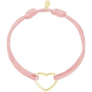 Satijnen armband Hart - Heart - Verstelbaar - One Size - Roze - Trendy