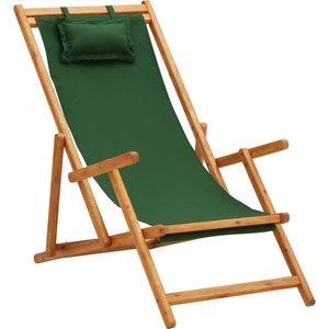 vidaXL - Strandstoel - inklapbaar - massief - eucalyptushout - en - stof - groen