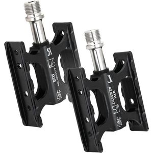 MiNi Fietspedalen - aluminium voetpedalen - titanium as - MTB racefiets - zwart