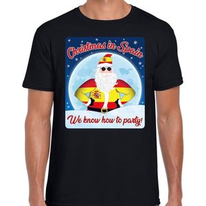 Fout Spanje Kerst t-shirt / shirt - Christmas in Spain we know how to party - zwart voor heren - kerstkleding / kerst outfit L