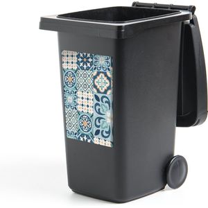 Container sticker Bloemen - Blauw - Design - Tegel - 40x60 cm - Kliko sticker