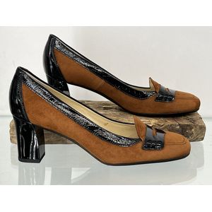 Peter Kaiser Paldi 60 Maat 36 / UK 3,5 Brandy Suede crakle Pumps Damesschoenen bruin zwart