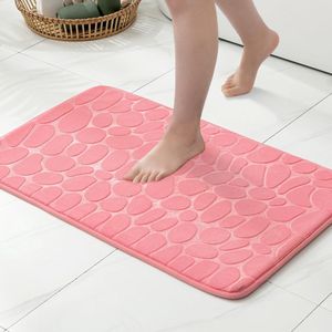 Geometrische Badmat van Traagschuim, Absorberende en Antislip Mat, 50 x 80 cm, Roze