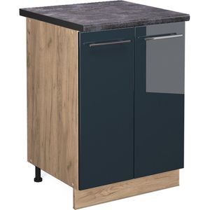 Vicco Fame-Line Keuken Onderkast – 60 cm , WB Antraciet Donkerblauw hoogglans , WB Antraciet