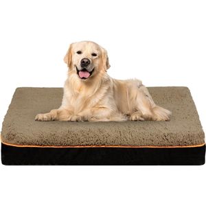 Orthopedisch hondenbed met traagschuim, wasbare afdekking en pluizig hondenkussen voor grote honden, hondenbank en kistmat, XL(110*80*8cm)