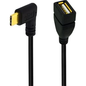 USB-C (m) haaks (links/rechts) naar USB-A (v) adapter - USB2.0 / zwart - 0,25 meter