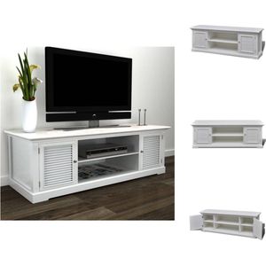 vidaXL TV kast - Hout - Wit - 121 x 30.5 x 41.7 cm - Elegante antieke stijl - Kast