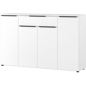 Dressoir Galileo Wit - Breedte 161 cm - Hoogte 101 cm - Diepte 40 cm - Met lades - Met planken - Met openslaande deuren