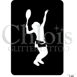 Chloïs Glittertattoo Sjabloon 5 Stuks - Tennis Olivia - CH6554 - 5 stuks gelijke zelfklevende sjablonen in verpakking - Geschikt voor 5 Tattoos - Nep Tattoo - Geschikt voor Glitter Tattoo, Inkt Tattoo of Airbrush