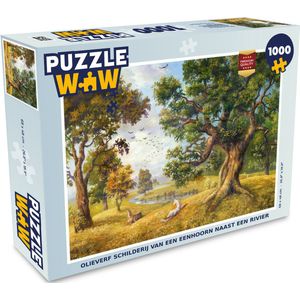 Puzzel Olieverf schilderij van een eenhoorn naast een rivier - Legpuzzel - Puzzel 1000 stukjes volwassenen