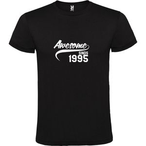 Zwart T-Shirt met “Awesome sinds 1995 “ Afbeelding Wit Size L