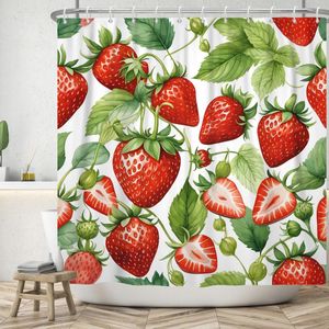 Aardbei Douchegordijn 180 x 180 cm - Waterdicht, Wasbaar en Duurzaam voor Badkamer