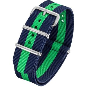 Horlogeband Nato Strap - Blauw Groen - 22mm