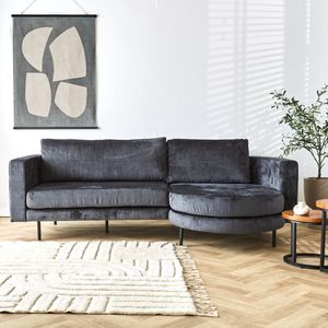 Dimehouse Hoekbank Bella antraciet chenille rechts - Chenille - Industrieel - 240 x 95 x 83 cm