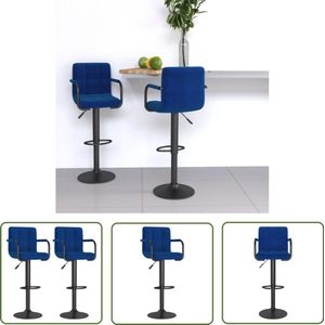 The Living Store Barkrukken 2 st stof blauw - Barstoel - Barkruk - Eetkamerstoel - Lounge Stoel - Moderne Stoel