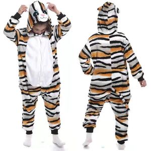 Onesie Poes/Tijger - Maat 98/104 - Verkleedkleren - Kostuum - Carnaval - Jumpsuit - Pyjama - Kerst