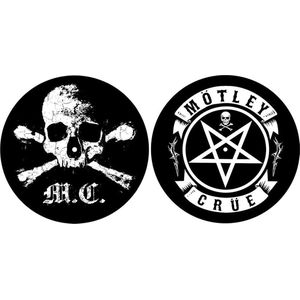 Motley Crue - Skull/Pentagram Platenspeler Slipmat - Set van 2 - Zwart/Wit