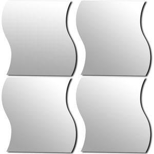 Tendance Plak spiegel tegels - 12x stuks - glas - zelfklevend - 28 x 30 cm - curves - muur/deur/wand