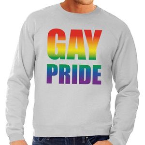 Gay pride regenboog sweater grijs - homo sweater voor heren - gay pride M