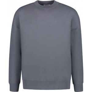 Purewhite - Heren Loose Fit Knitwear Crewneck LS - Blue - Maat L