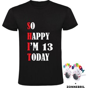 So Happy I'm 13 Today Heren T-shirt met leuke zonnebril - shit - feest - verjaardag - cadeau - verjaardagscadeau - 13 jaar