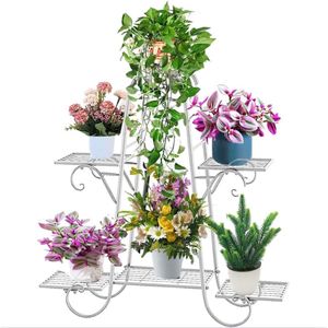 Plantenstandaard - Plantentafel - Bloemenplank - Plantenrek - 6-Laags - Metaal Wit