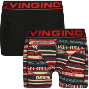 Vingino jongens ondergoed 2-pack boxers Black Stripe Deep Black