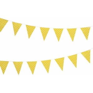 Gele vlaggenlijn met witte stippen 4 meter