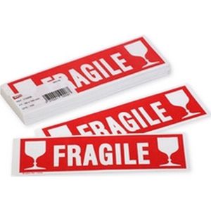 100 x etiket 'FRAGILE' - Agipa - 60x190mm - felrood - permanent klevend