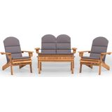 vidaXL 4-delige Loungeset Adirondack massief acaciahout