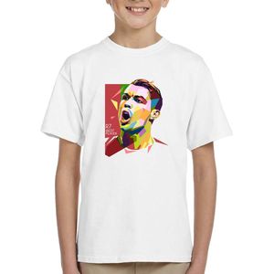Cristiano Ronaldo - Kinder T-Shirt - wit - Maat 98 /104 - T-Shirt leeftijd 3 tot 4 jaar - Grappige teksten - Cadeau - Shirt cadeau - Voetbal Fan - verjaardag - CR7 Best Player