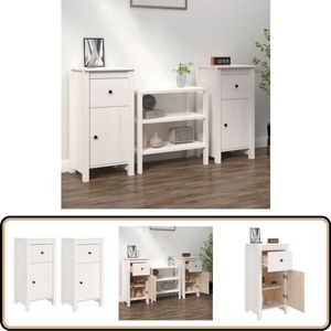 vidaXL Dressoirs Set van 2 - Wit Grenenhout Dressoir - Grenenhout Meubel - Wit Dressoir - Opbergmeubel - Salontafel