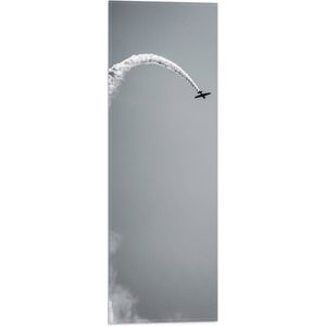 WallClassics - Vlag - Stuntvliegtuig met Rook (zwart/wit) - 20x60 cm Foto op Polyester Vlag