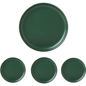 Keramische hapjesborden, matte miniborden, 15 cm broodborden, set van 4 (groen)