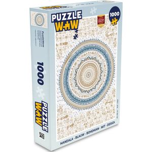 Puzzel Mandala - Blauw - Bohemian - Wit - Design - Legpuzzel - Puzzel 1000 stukjes volwassenen
