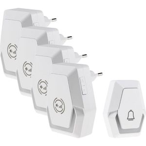 Pilota Porta draadloze deurbelset 400 m bereik met 4 plug-in ontvangers + flitslicht