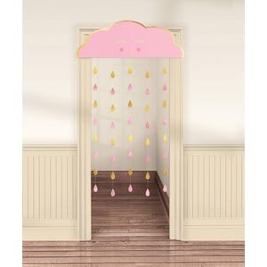 Amscan Deurgordijn Babyshower 190 X 96 Cm Meisjes Karton Roze/goud