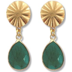 Zatthu Jewelry - N23SS580 - Kamy oorbellen met groene hanger