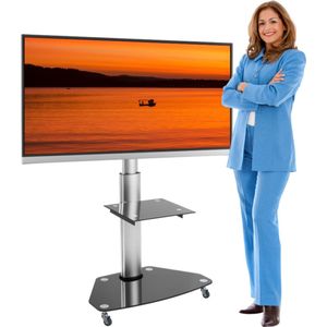 TV Standaard Laag | 45° draaibaar: Handig voor Beurs en POS | Schermmaat: Van 32 inch t/m 55 inch | Kijkhoogte: Van 73 cm t/m 120 cm