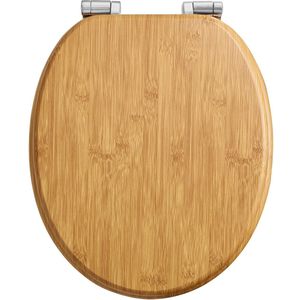 Ibenzoa® Houten toiletdeksel met slow-close mechanisme en metalen scharnieren voor stille sluiting