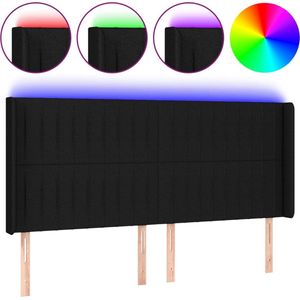 vidaXL - Hoofdbord - LED - 163x16x118/ - cm - stof - zwart